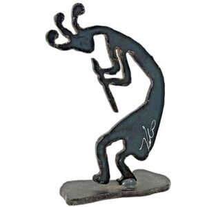 Brutalist Kokopelli  Artist Signed Metal Art Sculpture Vintage Southwest Native